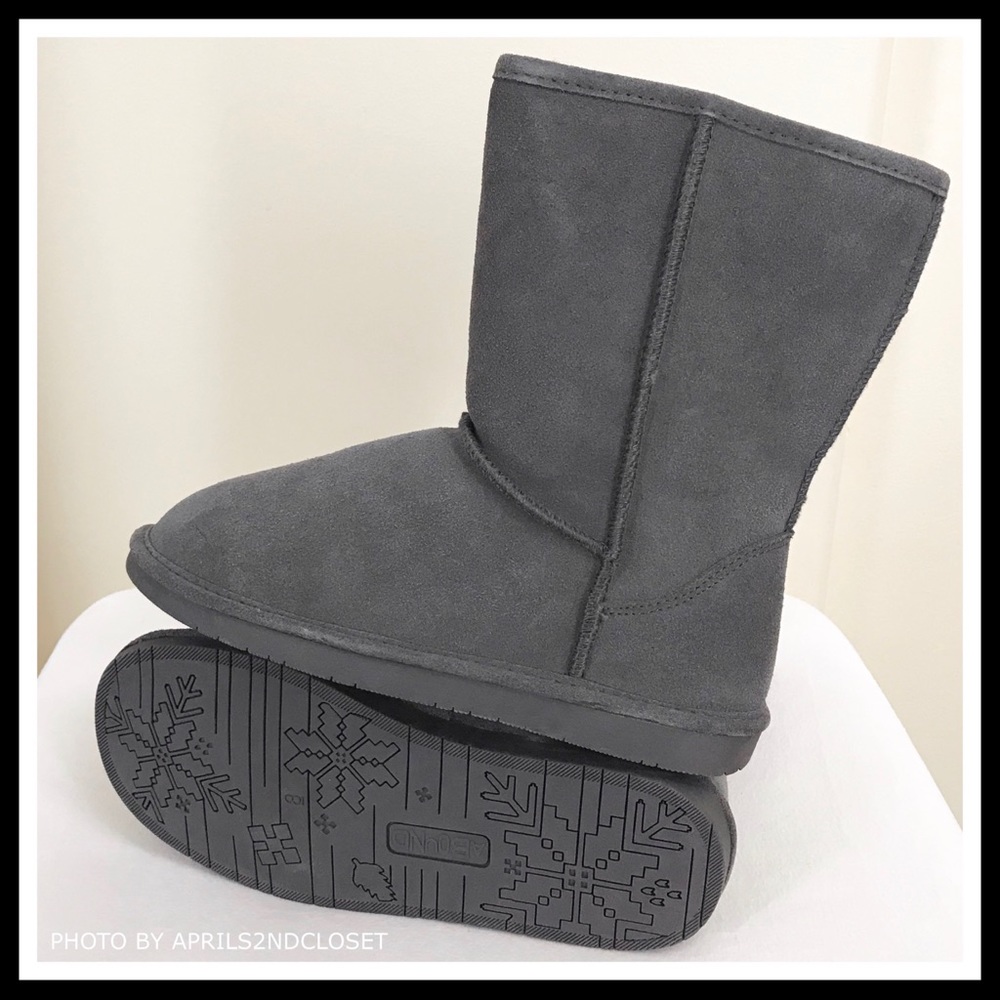 GREY SUEDE SHEARLING LINED BOOTS ANKLE BOOTIES - Picture 5 of 8